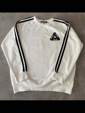 PALACE White Crewneck with Black Twin Stripes